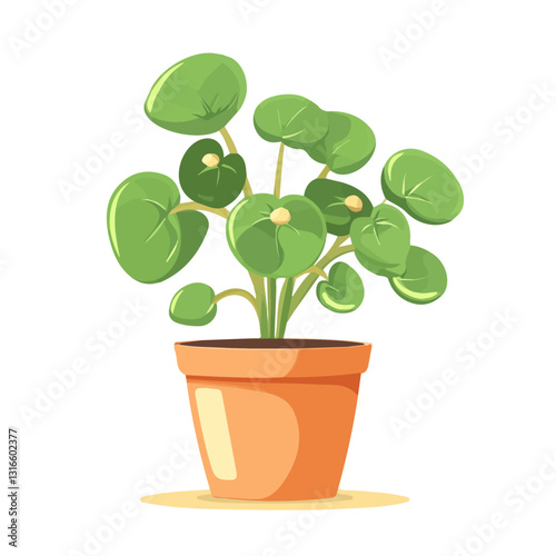 2D flat vector illustration Chinese money plant icon isolated on a white background.

