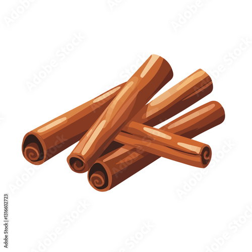 2D flat vector illustration cinnamon stick icon isolated on a white background.

