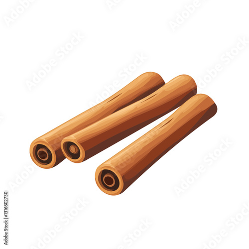 2D flat vector illustration cinnamon stick icon isolated on a white background.

