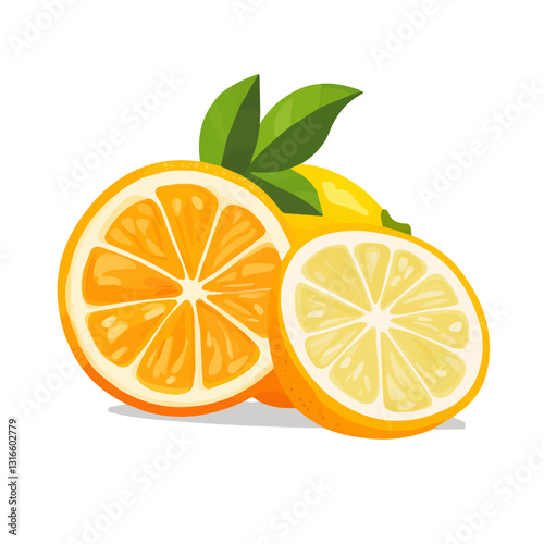 2D flat vector illustration citrus fruits icon isolated on a white background.

