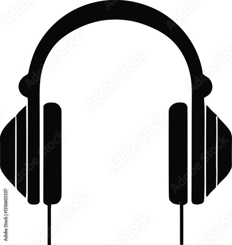 Headphones Icon: A sleek, minimalist icon of headphones, perfect for music-related projects and designs.  The clean lines and solid black silhouette ensure versatility.