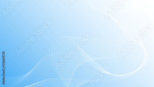 A blue background with many free-form wavy lines looks both messy and graceful.