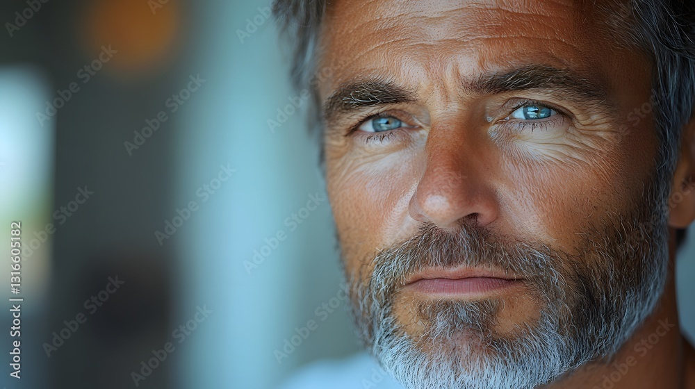 Older man looking in the mirror after eyelid surgery, pleased with his youthful appearance Older man looking in the mirror after eyelid surgery, pleased with his youthful appearance