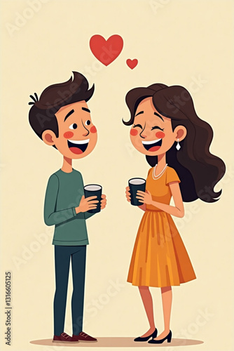 Cheerful Man and Woman Friends Laughing and Enjoying Humorous Conversation