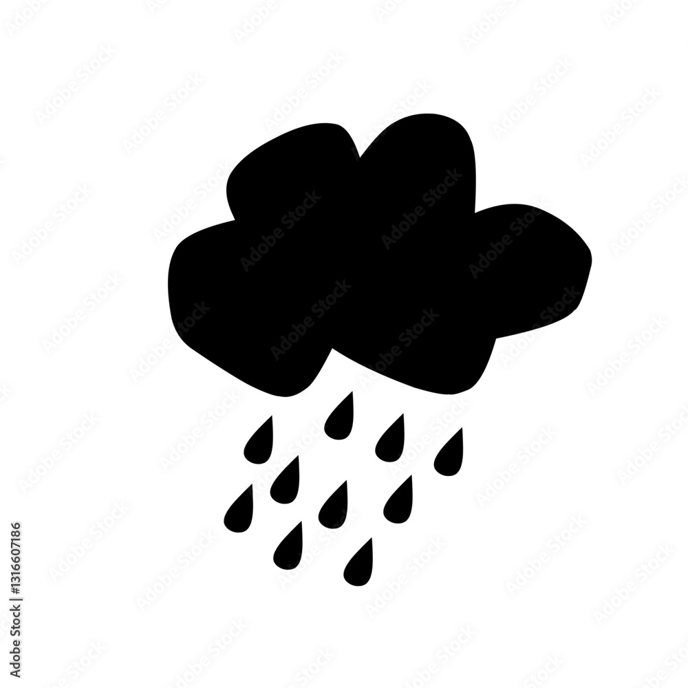 Vector illustration of the cloud and rain Vector illustration of the cloud and rain