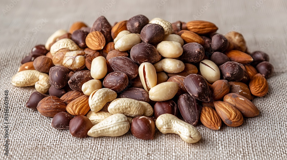 a pile of chocolate bars and nuts a pile of chocolate bars and nuts