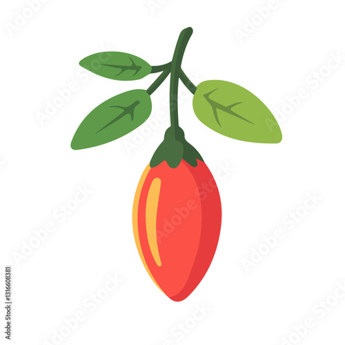 2D flat vector illustration Goji berry icon isolated on a white background.

