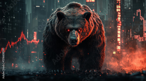 Bearish stock market losses, red stock market