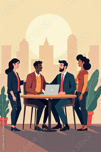 Diverse Multinational Business Team Collaboration Vector