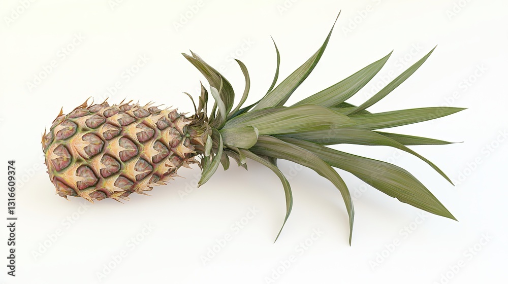3D Illustration of Tropical Pineapple with Green Leaves and Detailed Texture - Perfect for Food, Nutrition, and Summer Designs 3D Illustration of Tropical Pineapple with Green Leaves and Detailed Texture - Perfect for Food, Nutrition, and Summer Designs