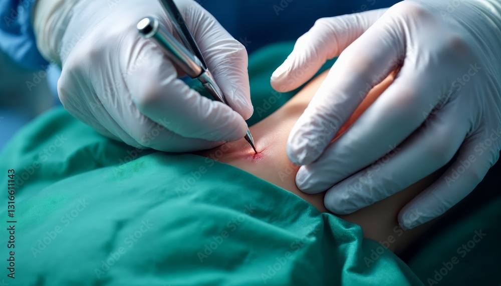 Surgical Procedure in Progress Operating Room Medical Content Clinical Environment Close-Up View Precision and Care in Surgery