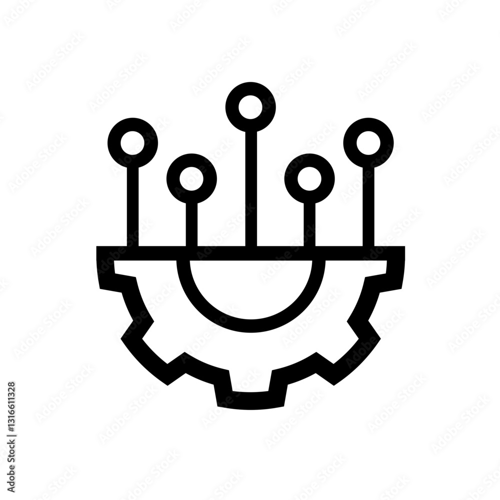 Connecting Global Networks, A Powerful Gear Driving Innovation And Collaboration, Depicted With Clean Lines And Bold Simplicity Connecting Global Networks, A Powerful Gear Driving Innovation And Collaboration, Depicted With Clean Lines And Bold Simplicity