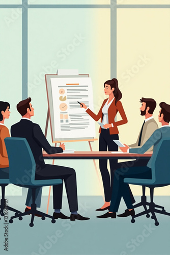 Group Discussion with Woman Highlighting Issues in Professional Meeting