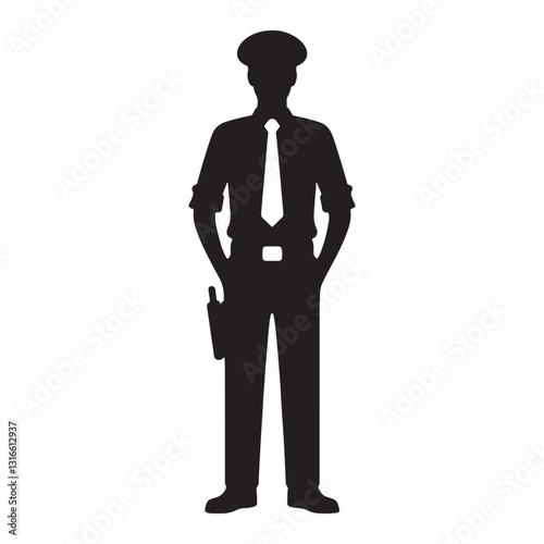 Event Security Guard silhouette, maintaining order in large gatherings - Security Guard illustration - Minimalist Security Guard vector - Profession silhouette
