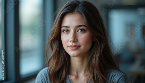 Wallpaper Mural Beautiful Woman Portrait, Natural Makeup - Authenticity Torontodigital.ca