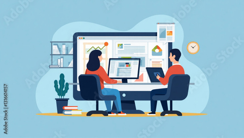 IT Team Providing Tech Assistance with Computer at Work