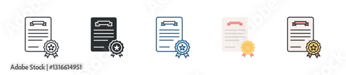 Certificate Icon Set Multiple Style Collection