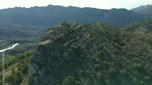 Aerial view from a drone of the castle of Tárbena in the province of Alicante is a castle of Muslim origin, Costa Blanca, Spain - stock video