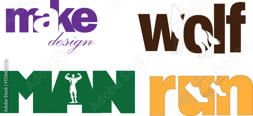 Many kinds of words negative space logo