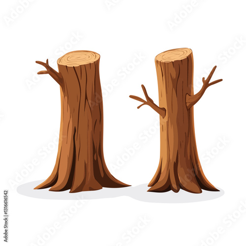 2D flat vector illustration Old tree trunks icon isolated on a white background.


