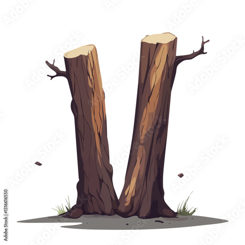 2D flat vector illustration Old tree trunks icon isolated on a white background.


