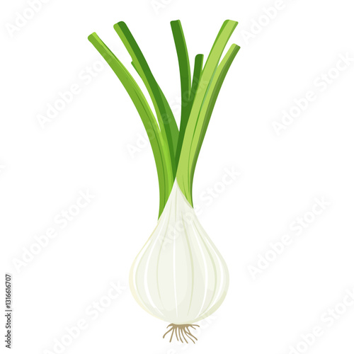 2D flat vector illustration Onion stem icon isolated on a white background.

