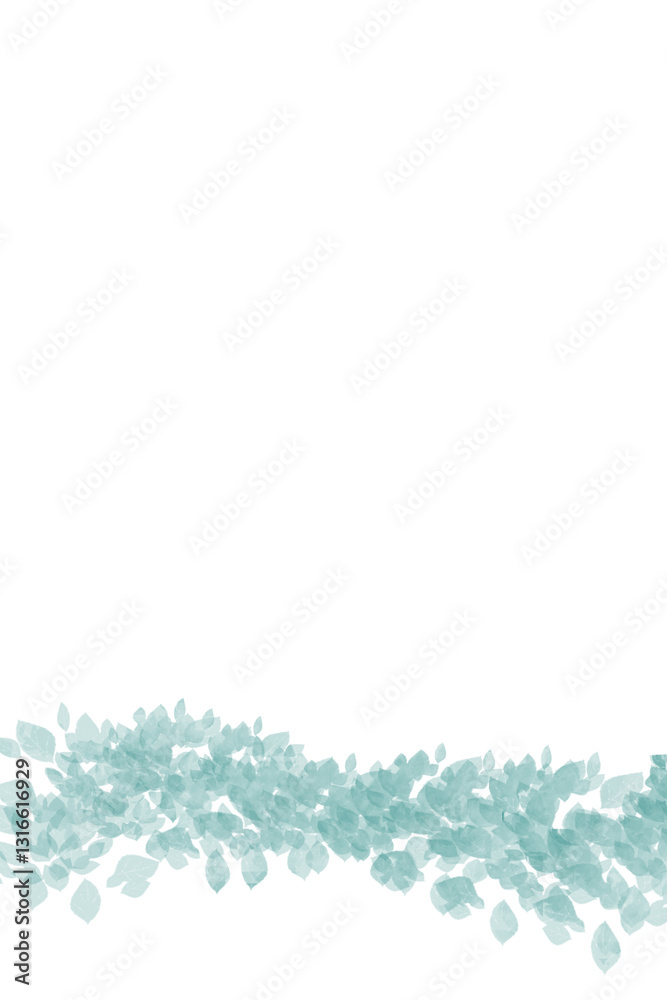 Watercolor composition at the bottom with green turquoise leaves on a white background. Ideal for invitations, wedding designs, greeting cards, packaging, natural cosmetics, eco-brands. Copy space Watercolor composition at the bottom with green turquoise leaves on a white background. Ideal for invitations, wedding designs, greeting cards, packaging, natural cosmetics, eco-brands. Copy space