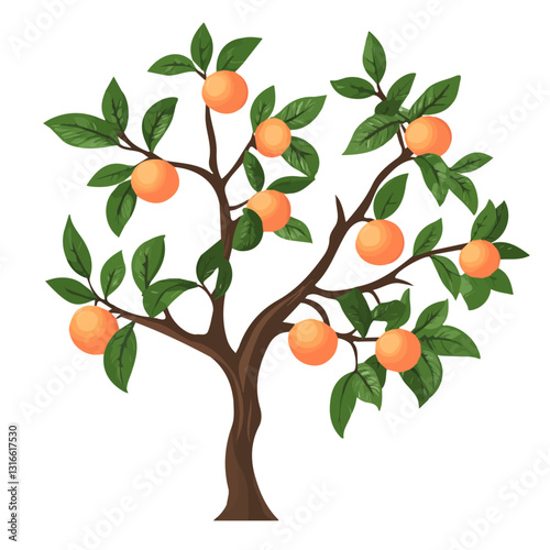 2D flat vector illustration Peach tree branches icon isolated on a white background.


