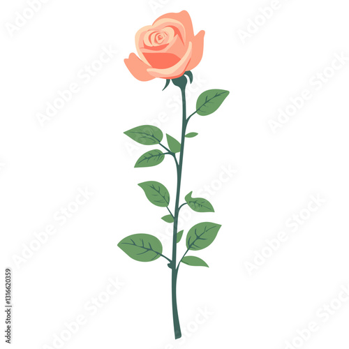 2D flat vector illustration Rose stems icon isolated on a white background.


