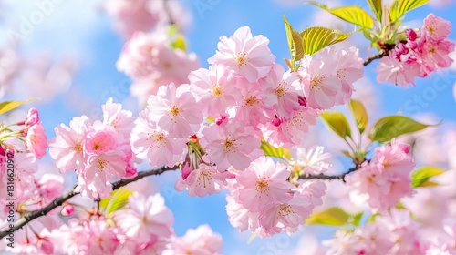Wallpaper Mural Beautiful Pink Cherry Blossom Branch Against Clear Blue Sky Torontodigital.ca
