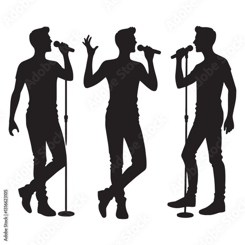 Majestic Singer silhouette, ruling the stage with vocal mastery - Singer illustration - Minimalist Singer vector - Profession silhouette
