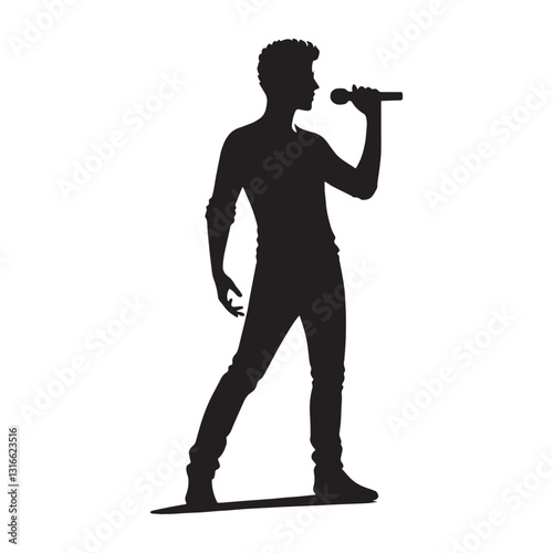 Lyrical Genius Singer silhouette, expressing poetry through song - Singer illustration - Minimalist Singer vector - Profession silhouette

