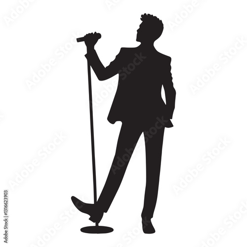 Golden Voice Singer silhouette, captivating audiences with flawless tone - Singer illustration - Minimalist Singer vector - Profession silhouette
