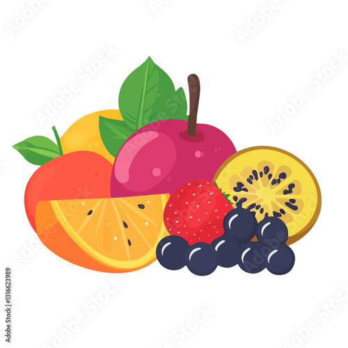 2D flat vector illustration Temperate Fruits icon isolated on a white background.


