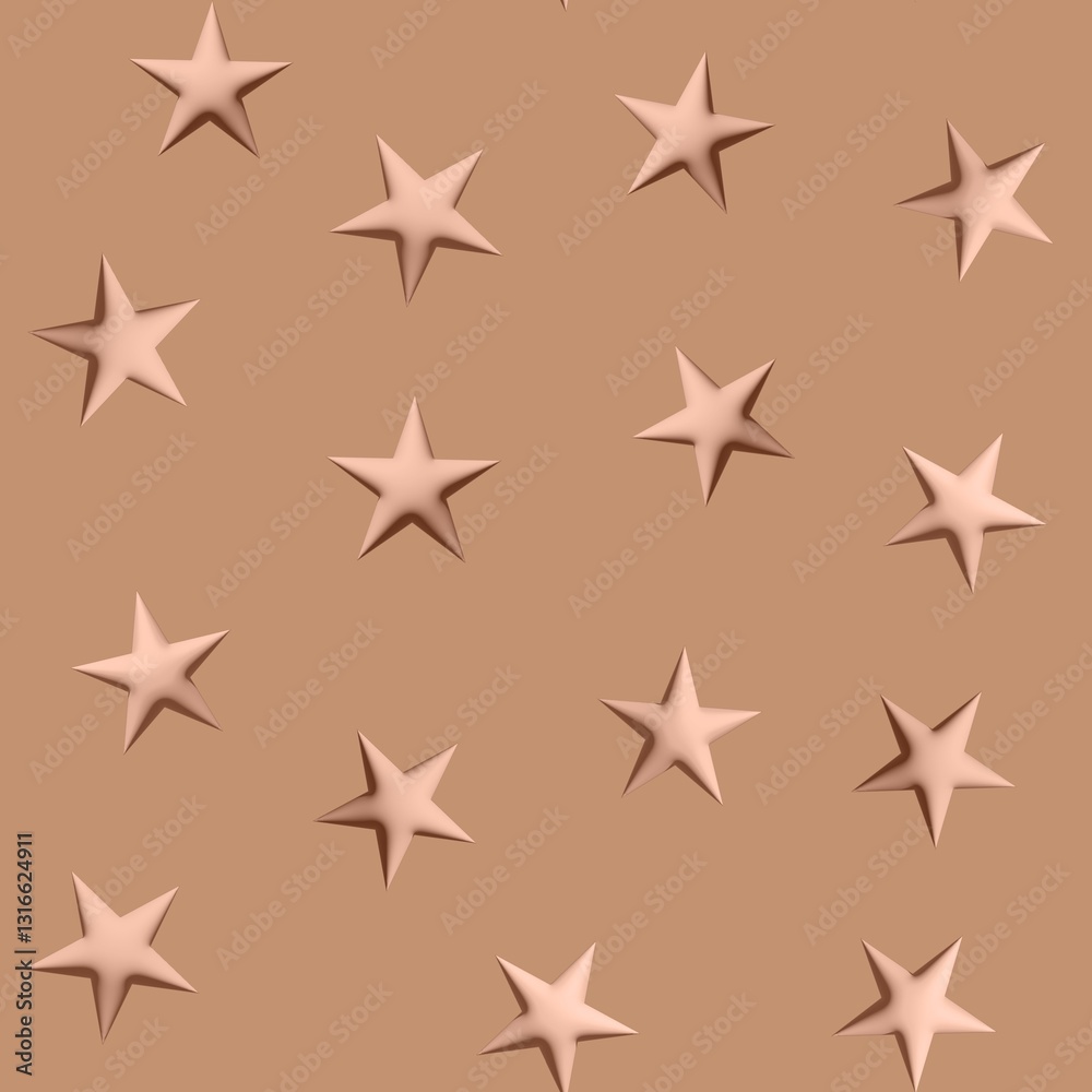 Obraz premium Abstract Hand Drawing 3D Emboss Rubber Balloon Plastic Cute Stars Seamless Baby Textile Pattern with Isolated Background