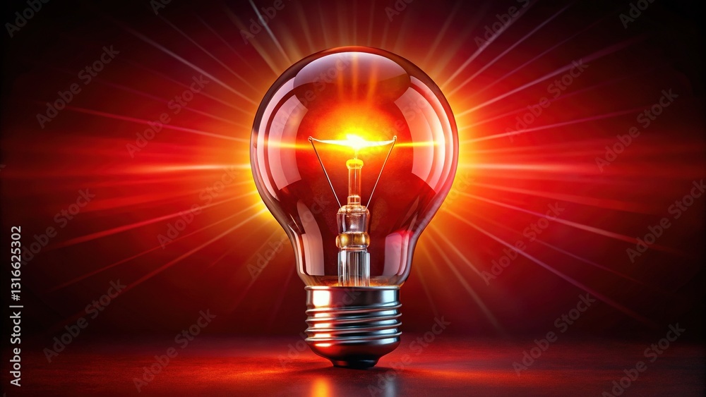 Glowing Lightbulb Loading Red Background Glowing Lightbulb Loading Red Background