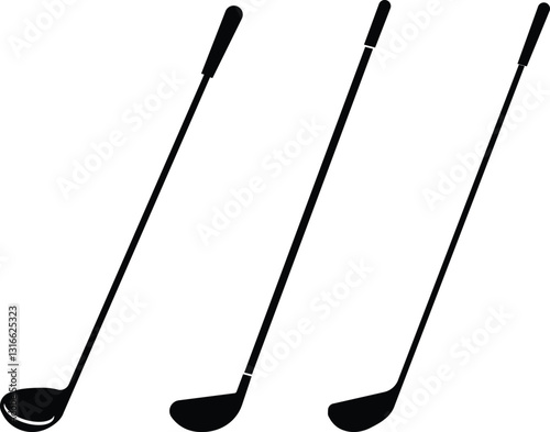 Golf club icon set.golf stick for sports apps, websites and design element. Game equipment. Professional sport, classic golf club for official competitions and tournaments. Isolated illustration.