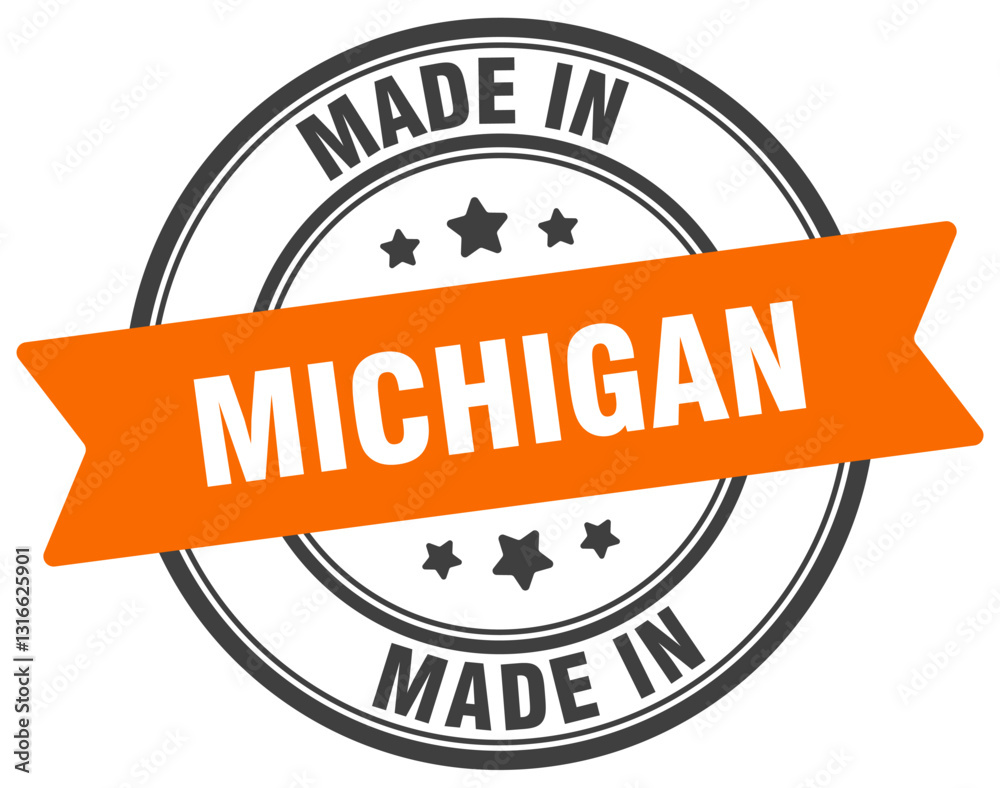 Fototapeta premium Made in Michigan round sign. Made in Michigan stamp.