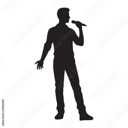 Hip-Hop Singer silhouette, delivering rhythmic storytelling - Singer illustration - Minimalist Singer vector - Profession silhouette
