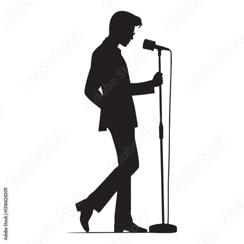 Folk Singer silhouette, telling stories through heartfelt melodies - Singer illustration - Minimalist Singer vector - Profession silhouette
