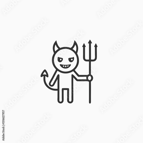 Black silhouette cute character of a little devil. Halloween concept . Isolate white background