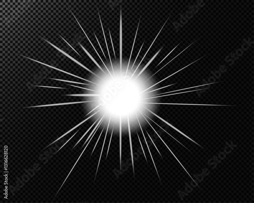 Sun with rays, flash, radiance