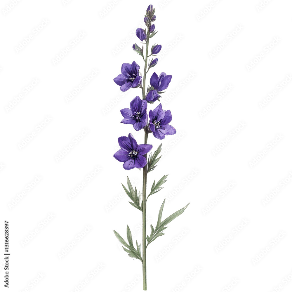 Delphinium Elegance: A captivating Delphinium, with its deep purple petals and delicate stem, stands tall, inviting admiration. Its vibrant beauty epitomizes the splendor of nature. Delphinium Elegance: A captivating Delphinium, with its deep purple petals and delicate stem, stands tall, inviting admiration. Its vibrant beauty epitomizes the splendor of nature.