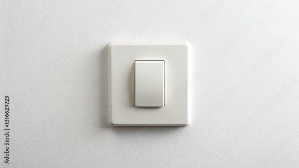 Minimalist White Light Switch on Pale Wall - Modern Interior Design Stock Photo Minimalist White Light Switch on Pale Wall - Modern Interior Design Stock Photo