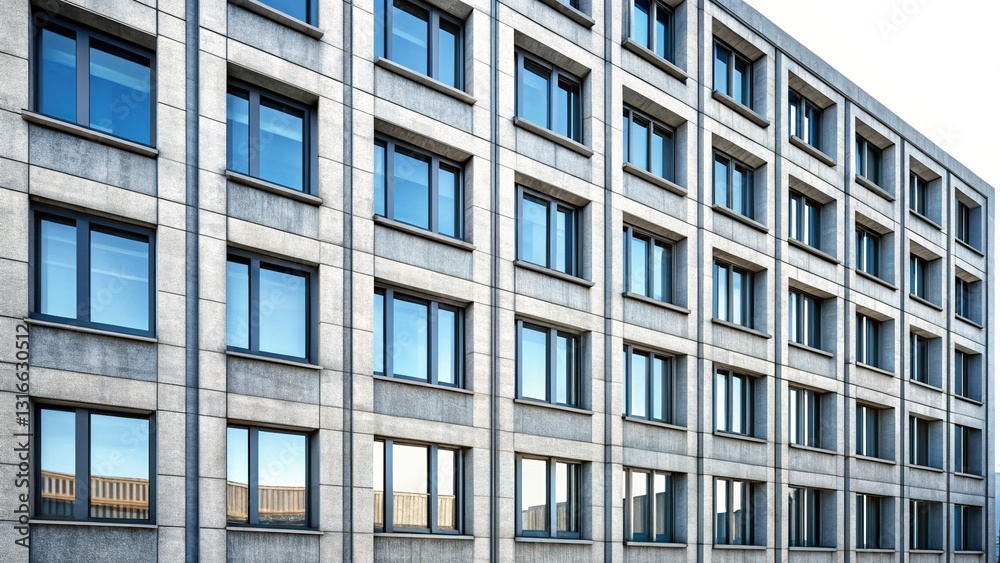 Modern Concrete Office Building with Numerous Windows - Urban Business District Commercial Real Estate Modern Concrete Office Building with Numerous Windows - Urban Business District Commercial Real Estate