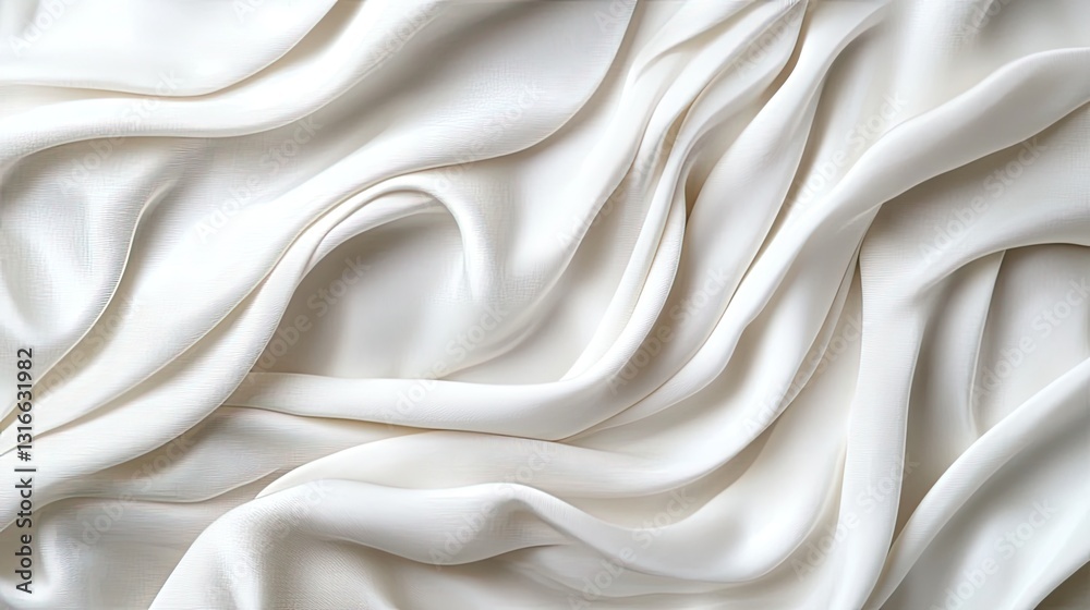 Smooth White Fabric Texture with Gentle Waves and Drapes Smooth White Fabric Texture with Gentle Waves and Drapes