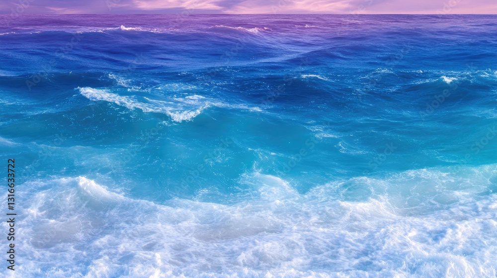 Tranquil Ocean Waves Under Colorful Sky at Sunset or Sunrise Tranquil Ocean Waves Under Colorful Sky at Sunset or Sunrise