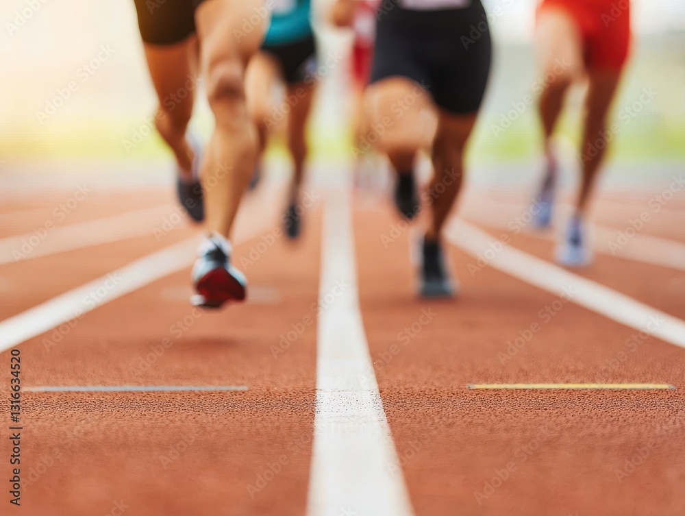running track runners championship, Runners sprinting on a track, focusing on their feet in motion. running track runners championship, Runners sprinting on a track, focusing on their feet in motion.