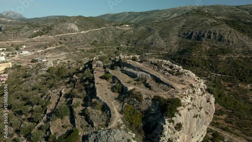 Aerial view from a drone of the castle of Tárbena in the province of Alicante is a castle of Muslim origin, Costa Blanca, Spain - stock video