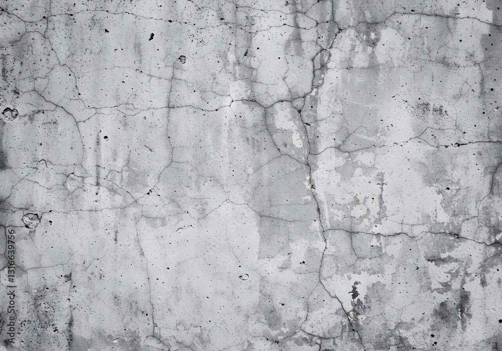 Obraz premium Cracked Concrete Wall Texture with Old Gray Plaster Surface Background